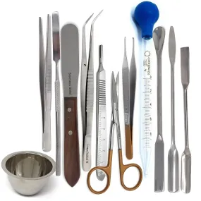 12 Pcs Stainless Steel Lab Spatulas Micro Scoop Sampling Mixing Pipette Bowl Forceps
