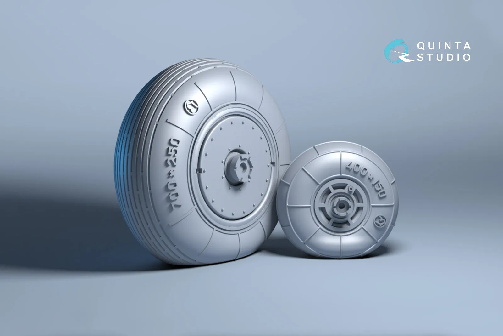 1/48 Quinta Studio Ka-52 Wheels with separate hubs and weighted tires (Zvezda) (3D-printed resin parts) QT 48024