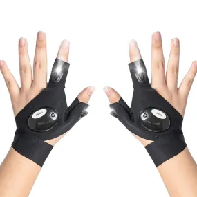 1Pair LED Flashlight Gloves Outdoor Hands Free Finger Flashlight Gloves Hands Free Lights For Camping Fishing Car Repairing