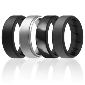 4 Pack - Silicone Ring For Men-  Breathable Comfort Fit Duo Step Edge