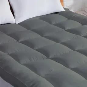 AJISH Super Soft Mattress Topper Twin Size Bed - Microfiber Mattress Padding/Topper for Comfortable Sleep - Hotel Bed Feel - 4 Corner Elastic Band, Twin, Grey, 48X72Inch | 4X6Feet, 1200 GSM