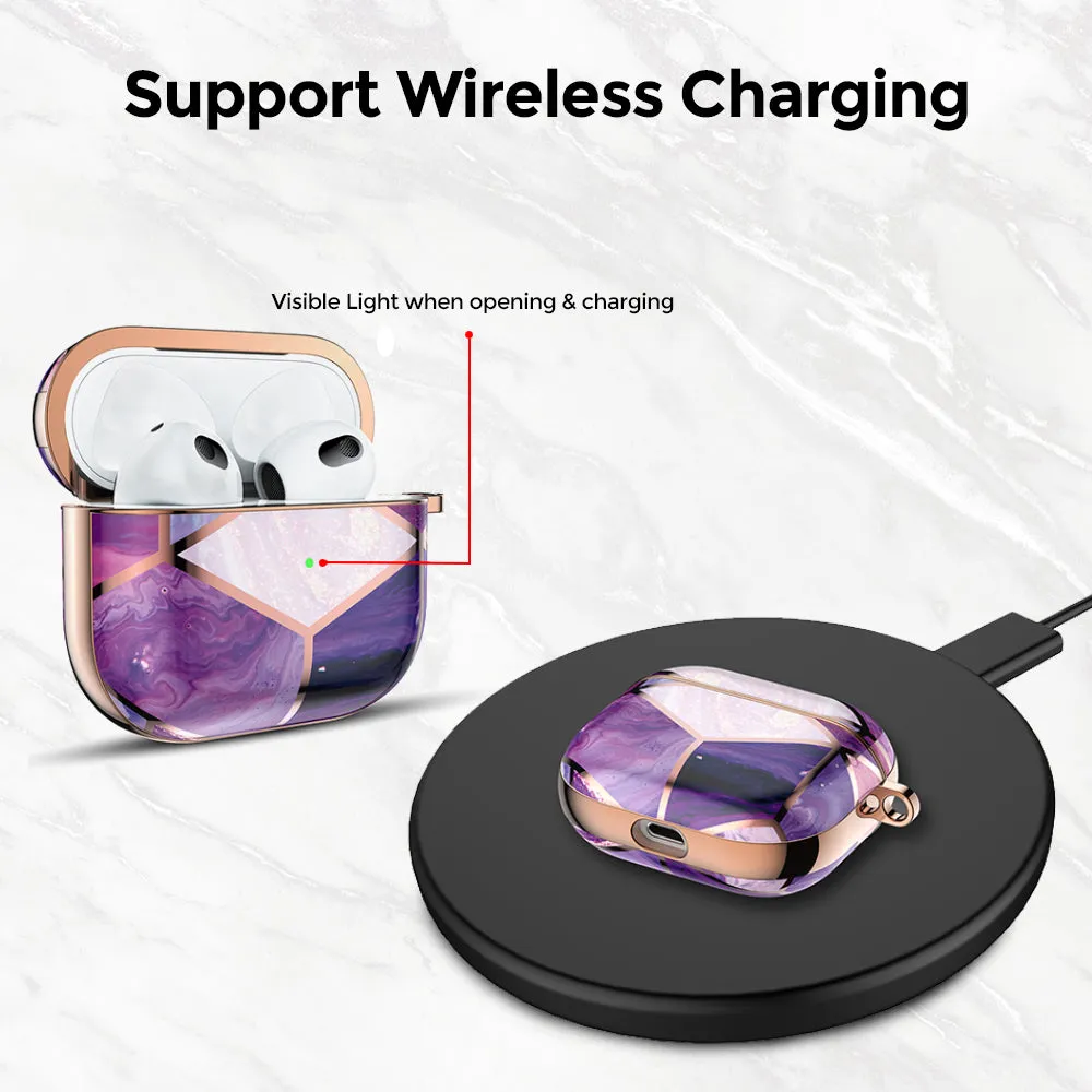 Apple iPhone 13 Pro Max Case  Air Pods 3rd Generation Case | Marble Shockproof Bumper Stylish Slim Phone Cases |  Purple