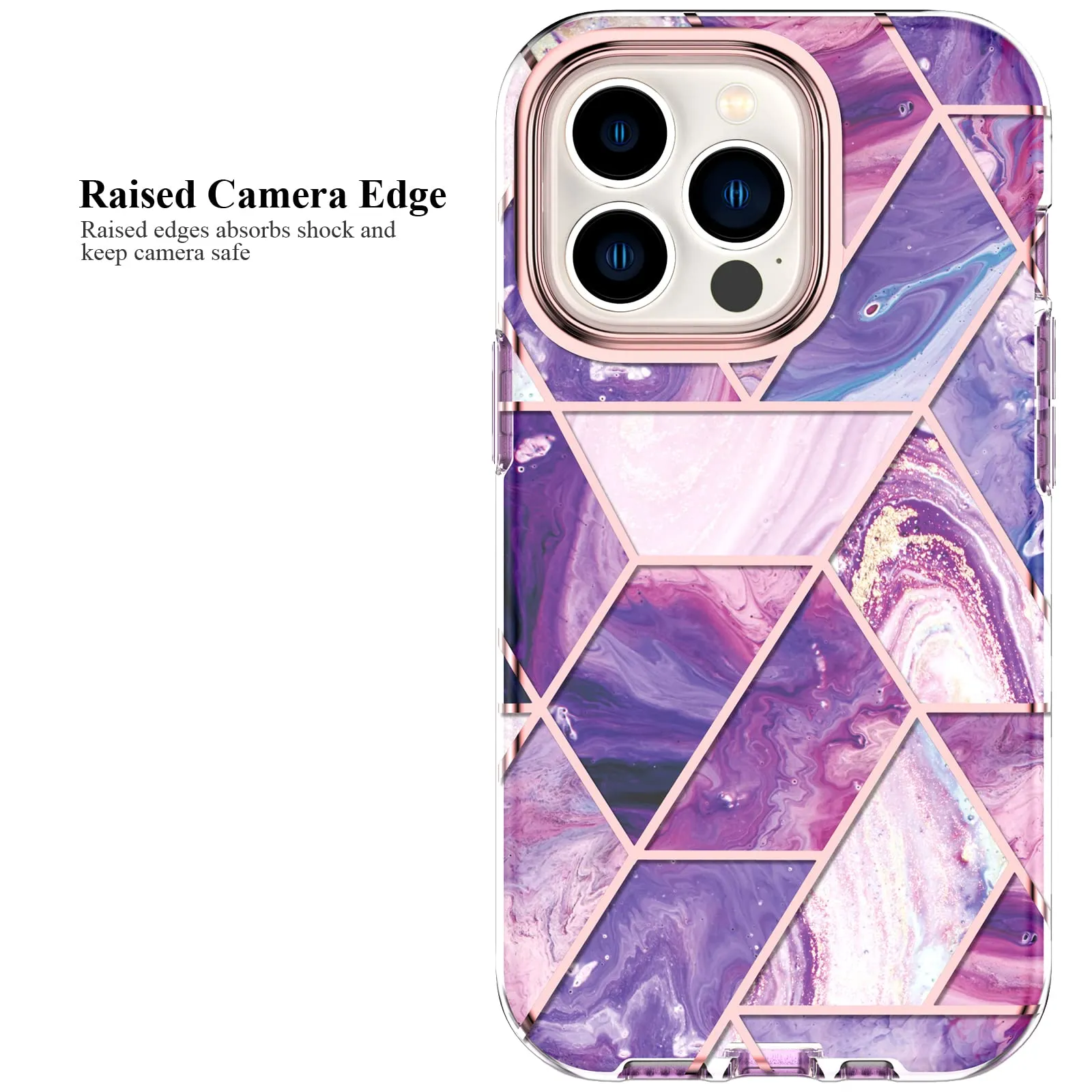 Apple iPhone 13 Pro Max Case  Air Pods 3rd Generation Case | Marble Shockproof Bumper Stylish Slim Phone Cases |  Purple