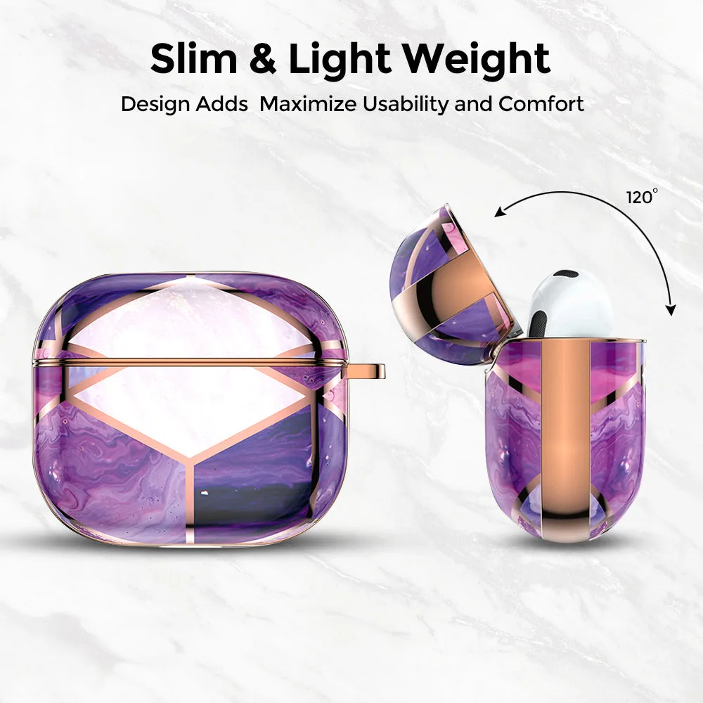 Apple iPhone 13 Pro Max Case  Air Pods 3rd Generation Case | Marble Shockproof Bumper Stylish Slim Phone Cases |  Purple