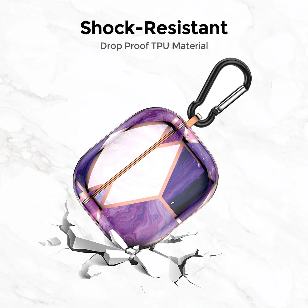 Apple iPhone 13 Pro Max Case  Air Pods 3rd Generation Case | Marble Shockproof Bumper Stylish Slim Phone Cases |  Purple
