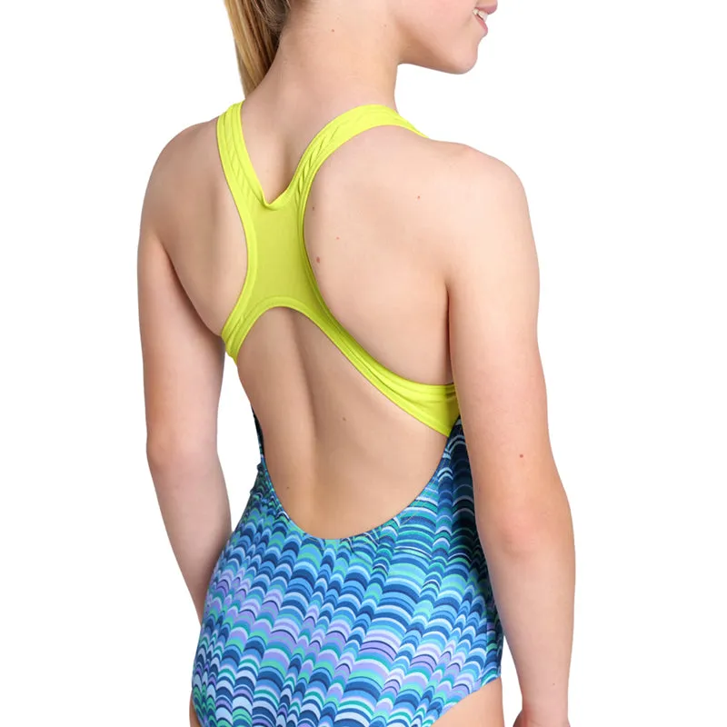 Arena - Ondulation Swim Pro Back Girls Swimsuit - Navy/Green