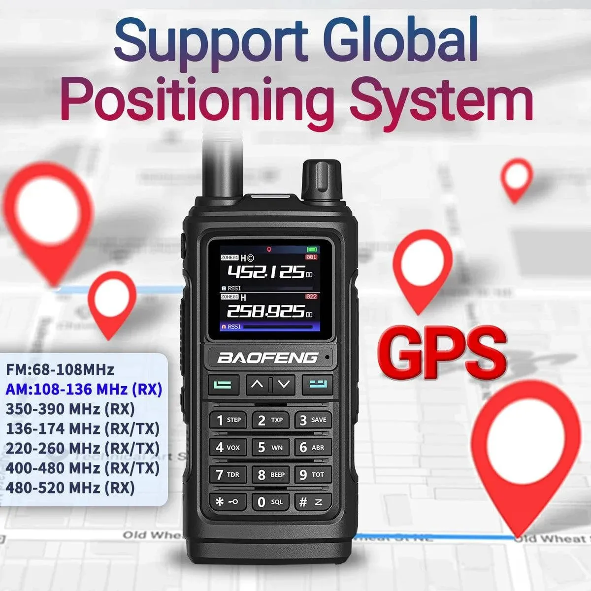 Baofeng UV-17 PRO GPS Air Band Walkie Talkie 999CH Wireless Copy Frequency NOAA Six Bands Amateur Ham Two Way Radio for Hunting