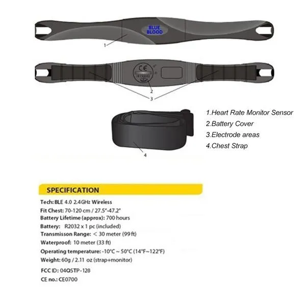 Bluetooth 4.0 Wireless Sport Heart Rate Monitor Chest Strap
