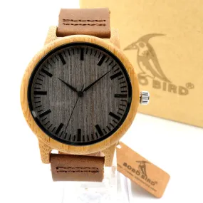 Bobobird A18 New arrival Vintage Round Bamboo Wood Quartz Watches With Leather Bands Womens Mens watches top brand luxury
