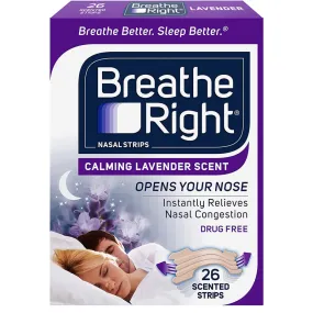 Breathe Right Calming Lavender Scent Nasal Strips for Nasal Congestion Relief 26 Count