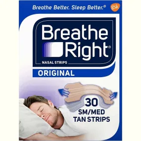 Breathe Right Nasal Strips Original Tan Small/Medium 30 Each