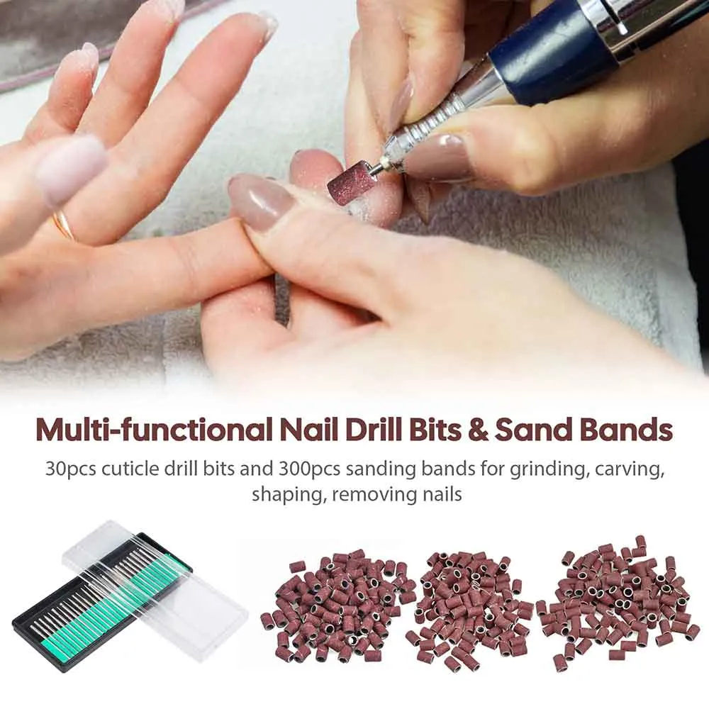 Byootique Nail File Drill 300x Sanding Bands & 30 Dril Bits