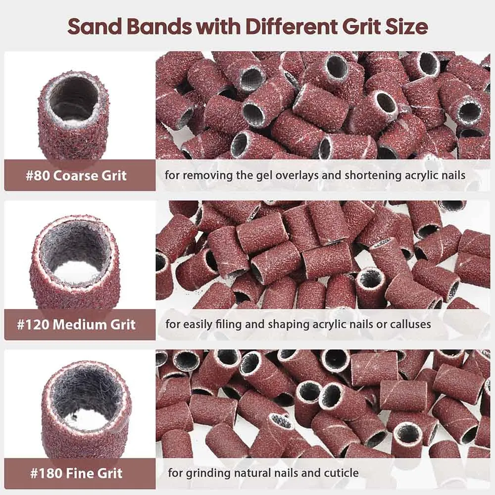 Byootique Nail File Drill 300x Sanding Bands & 30 Dril Bits