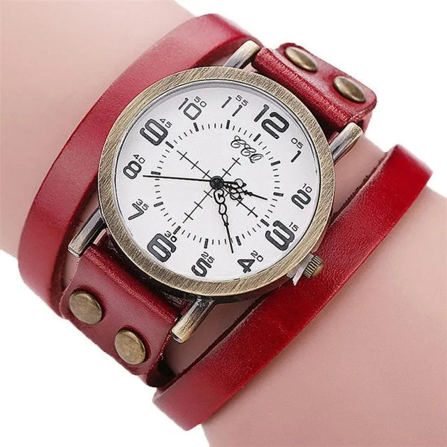 CCQ Luxury Brand mens big face watches Vintage Cow Leather Bracelet Watch Men Women Wristwatch Ladies Dress Quartz Watch large