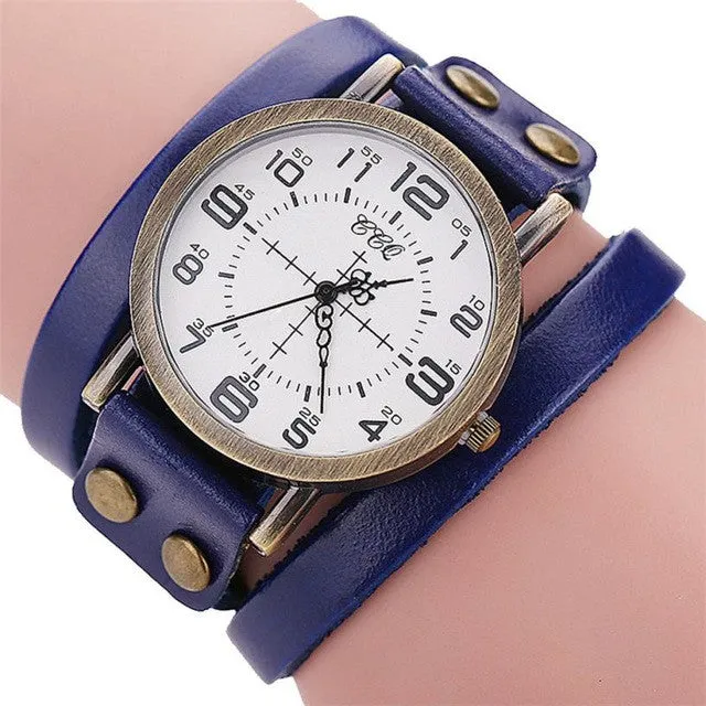 CCQ Luxury Brand mens big face watches Vintage Cow Leather Bracelet Watch Men Women Wristwatch Ladies Dress Quartz Watch large
