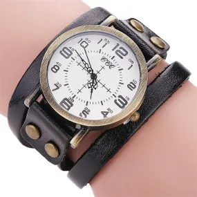 CCQ Luxury Brand mens big face watches Vintage Cow Leather Bracelet Watch Men Women Wristwatch Ladies Dress Quartz Watch large