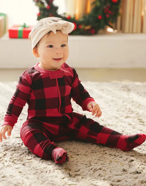 Christmas Red Black Baby Footed Sleepers
