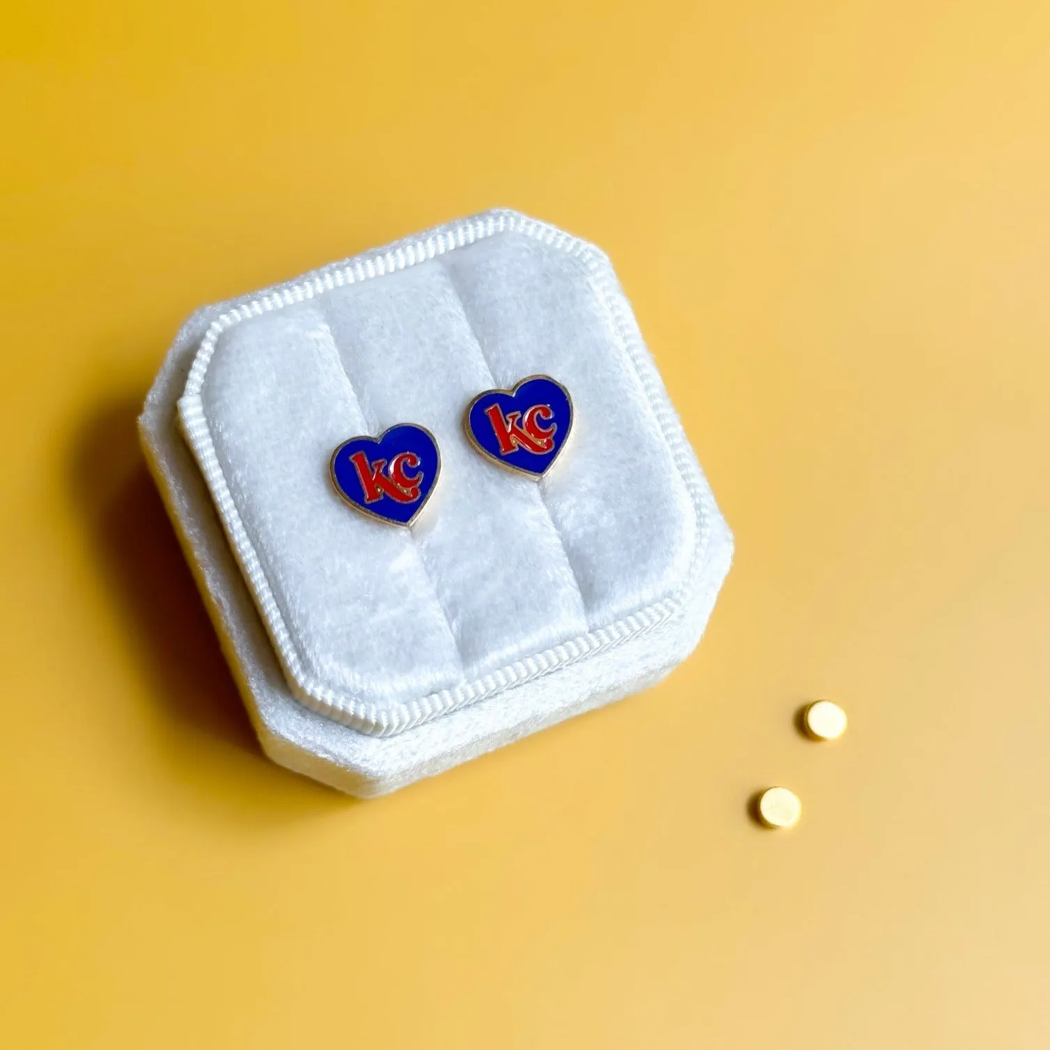 Crimson & Blue KC Heart Stud Earrings