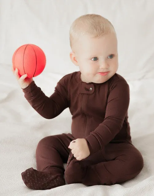 Dark Brown Baby Footed Sleepers