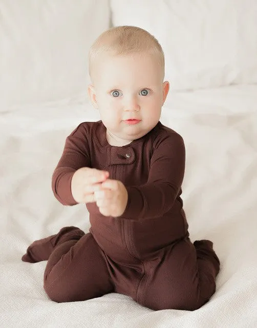 Dark Brown Baby Footed Sleepers
