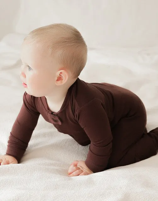 Dark Brown Baby Footed Sleepers