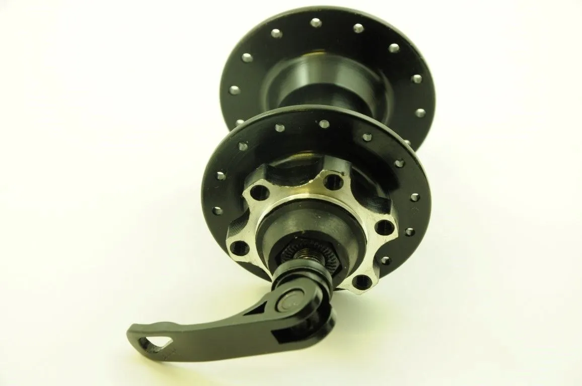 DISC 6 BOLT HUB FRONT WHEEL ALUMINIUM HUB SEALED BEARINGS 28 SPOKE BLACK