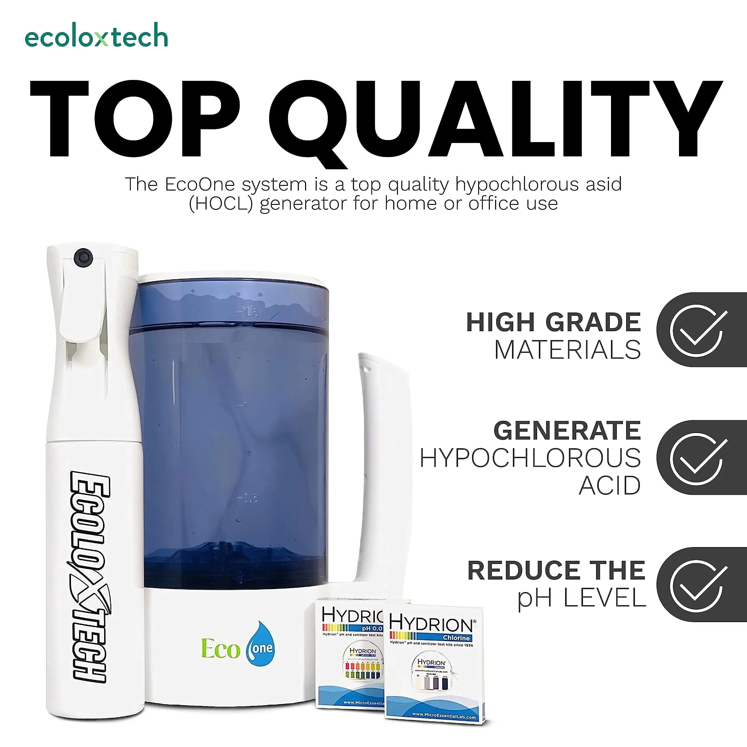 Eco One Natural cleaner and sanitizer system (Ultra Fine Mister, pH Test Paper & Chlorine Test Paper)