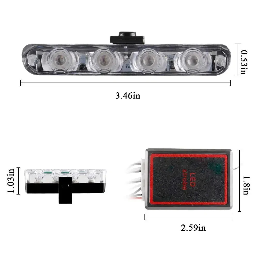 Emitting Color: RGB - 4 In 1 Red Blue Emergency Strobe Lights
