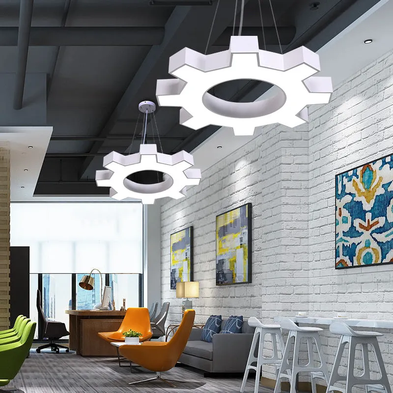 Etamin - LED Gear Shaped Gym Pendant Lighting Metallic Modern Style LED Hanging Light Fixture