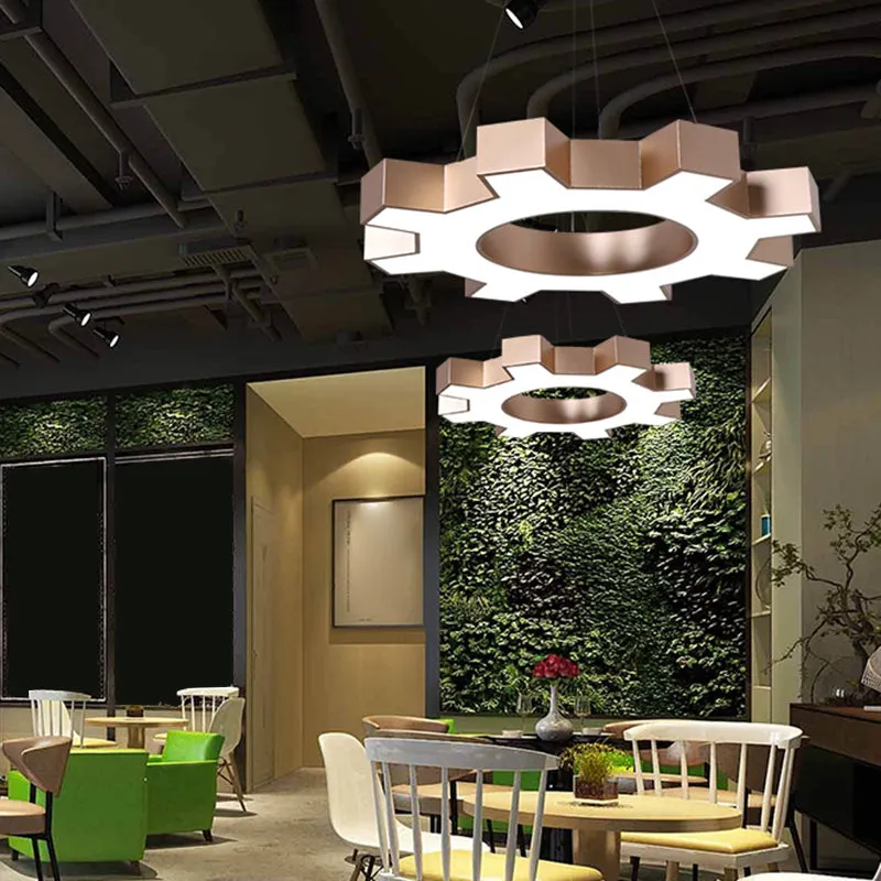 Etamin - LED Gear Shaped Gym Pendant Lighting Metallic Modern Style LED Hanging Light Fixture