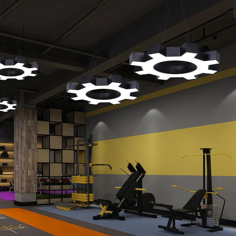 Etamin - LED Gear Shaped Gym Pendant Lighting Metallic Modern Style LED Hanging Light Fixture