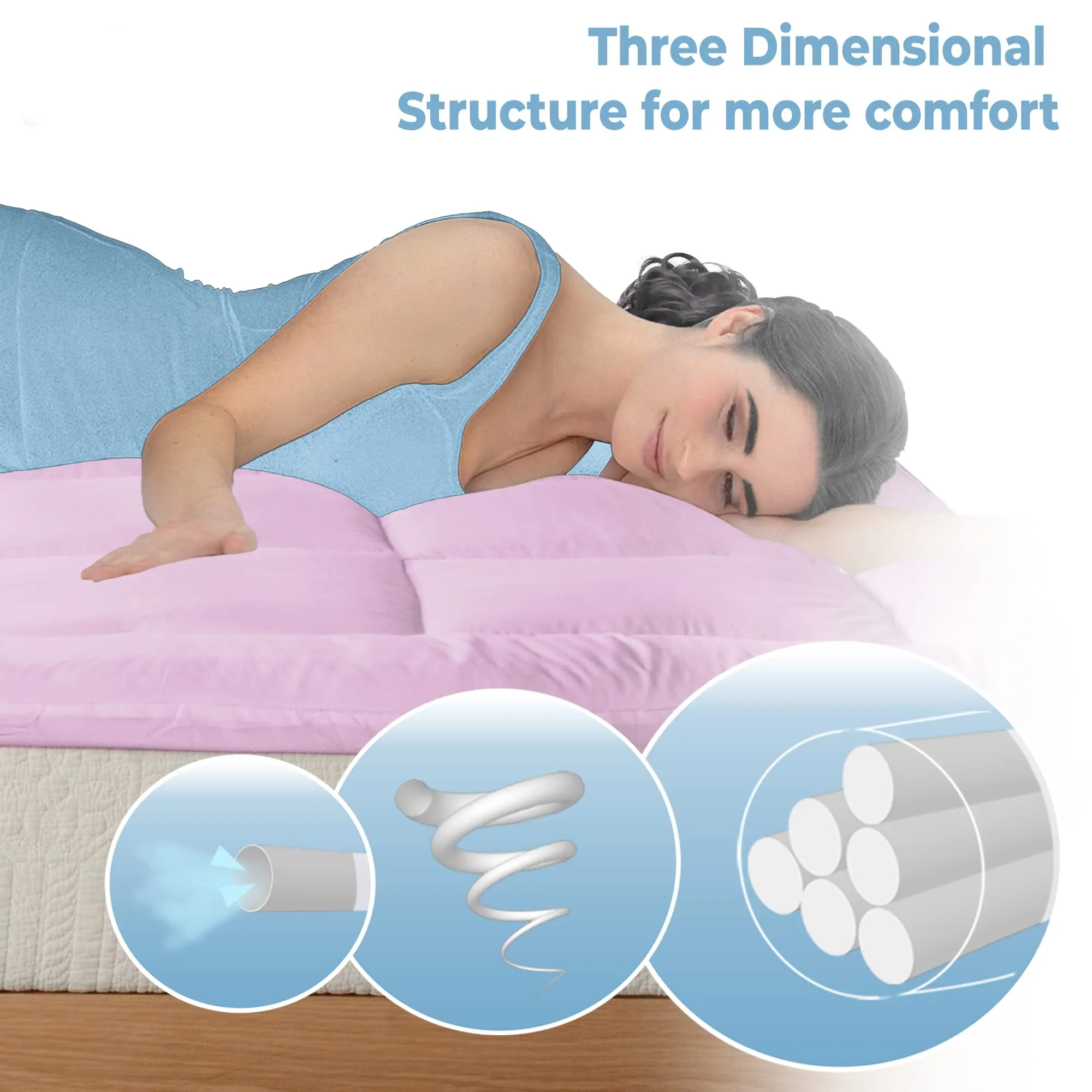 EVERDECOR Soft 2000 GSM Mattress Padding/Topper for Comfortable Sleep pink (48x72inch)