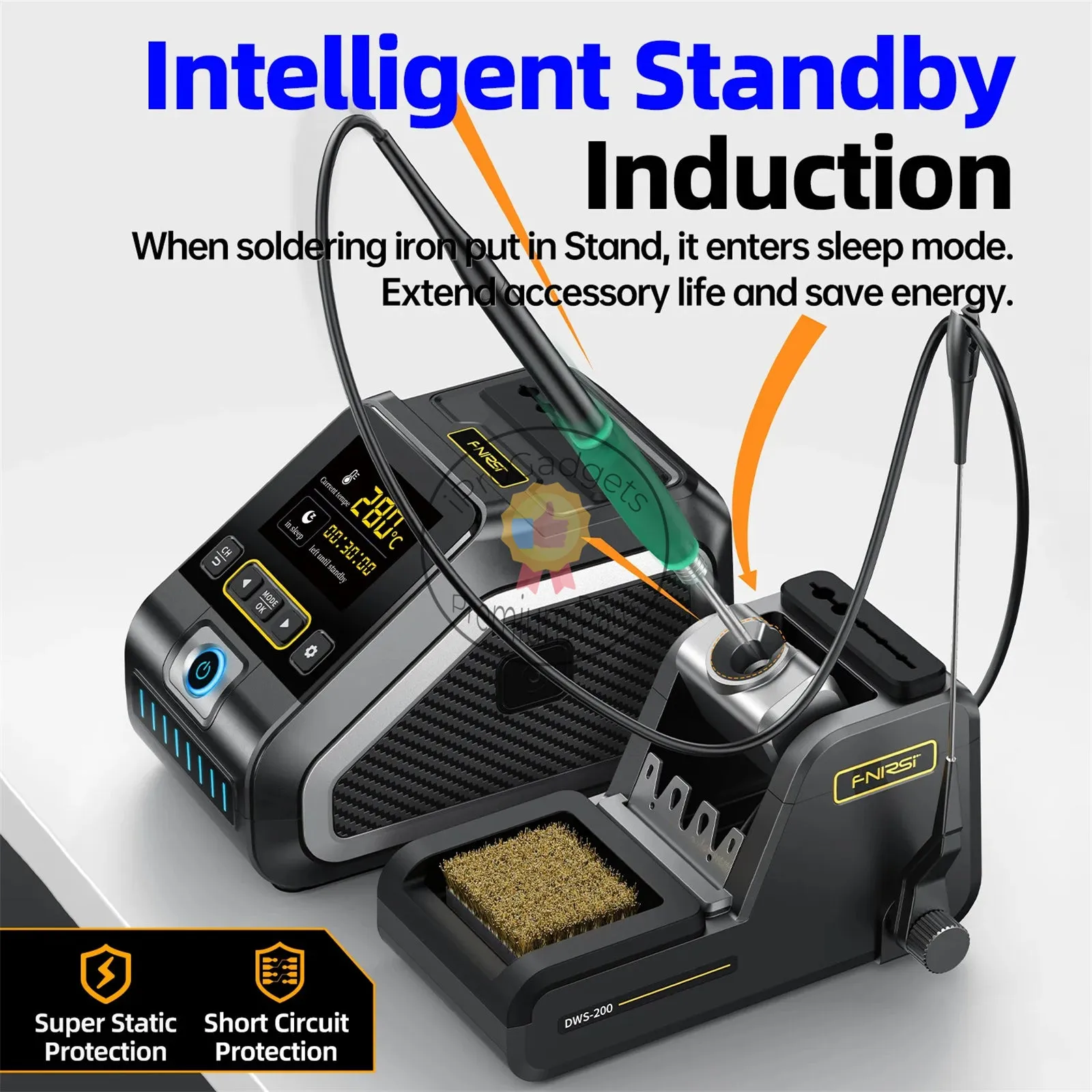 Fnirsi DWS-200 200W Rework Soldering Station C210/C245 Handle with Soldering Helping Hand Electronic Welding Repair Solder Tools