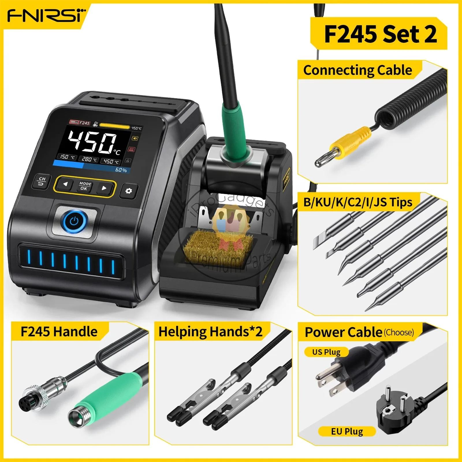 Fnirsi DWS-200 200W Rework Soldering Station C210/C245 Handle with Soldering Helping Hand Electronic Welding Repair Solder Tools