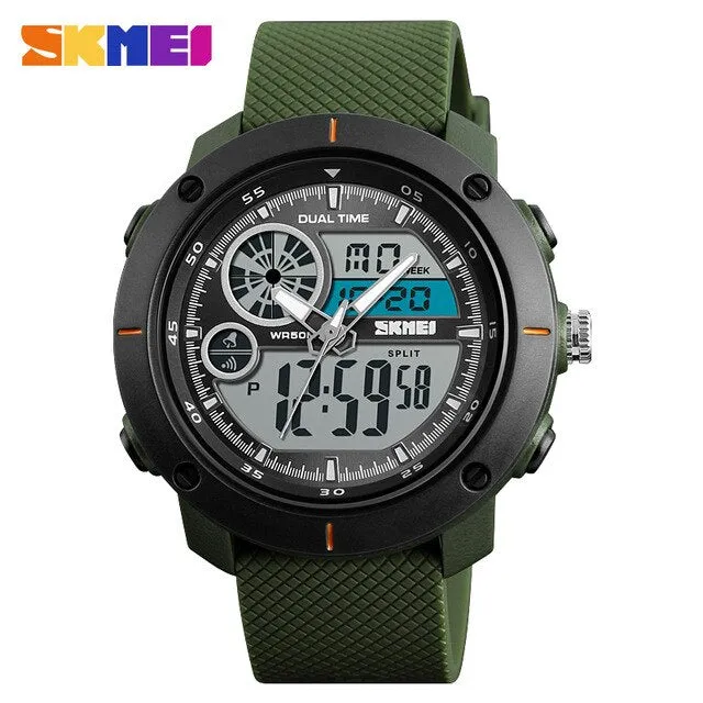 Free Shipping 50M Waterproof Men's Watch Men's Sports Watch Men's Military Watch Large Multifunction Electronic Watch