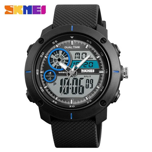 Free Shipping 50M Waterproof Men's Watch Men's Sports Watch Men's Military Watch Large Multifunction Electronic Watch