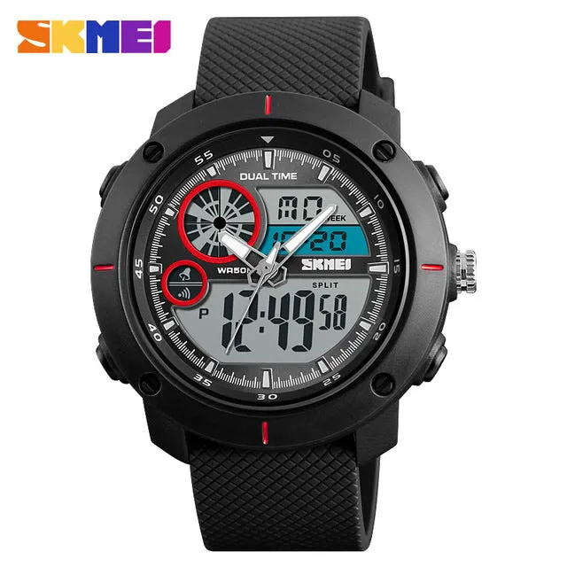 Free Shipping 50M Waterproof Men's Watch Men's Sports Watch Men's Military Watch Large Multifunction Electronic Watch