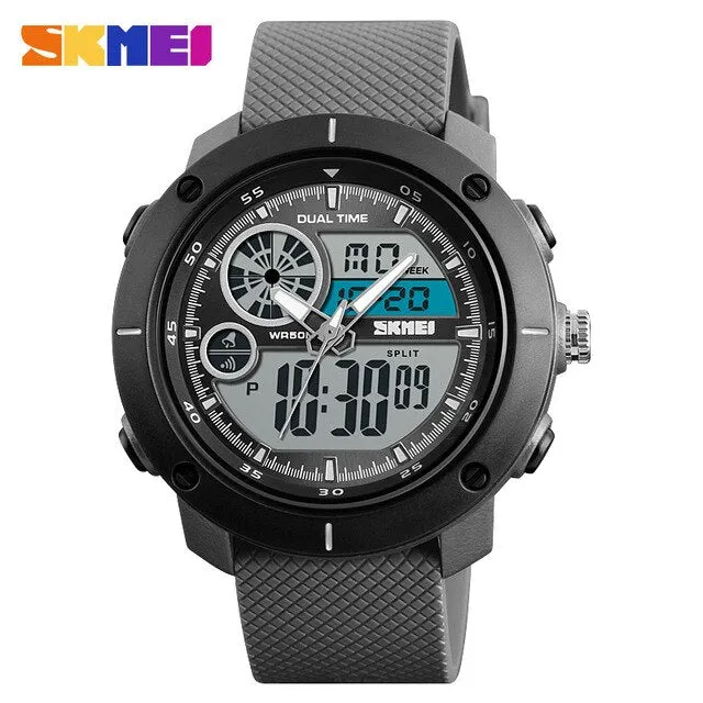 Free Shipping 50M Waterproof Men's Watch Men's Sports Watch Men's Military Watch Large Multifunction Electronic Watch
