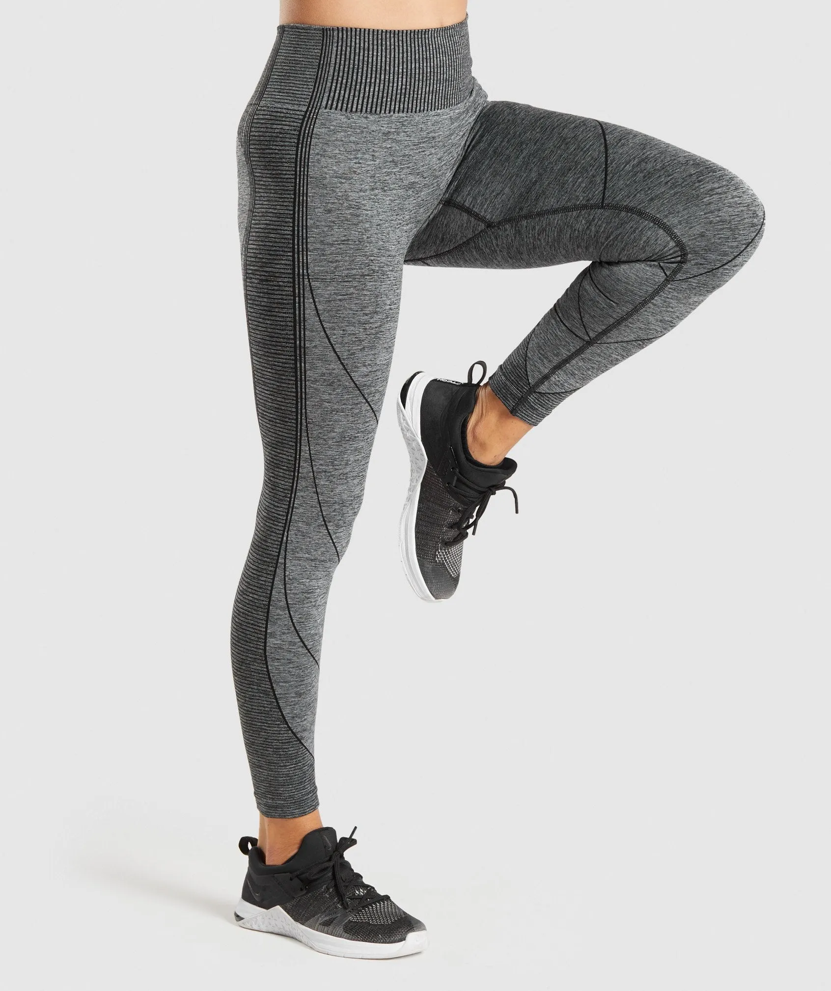 Gymshark Hyper Amplify Leggings - Black Marl/Black