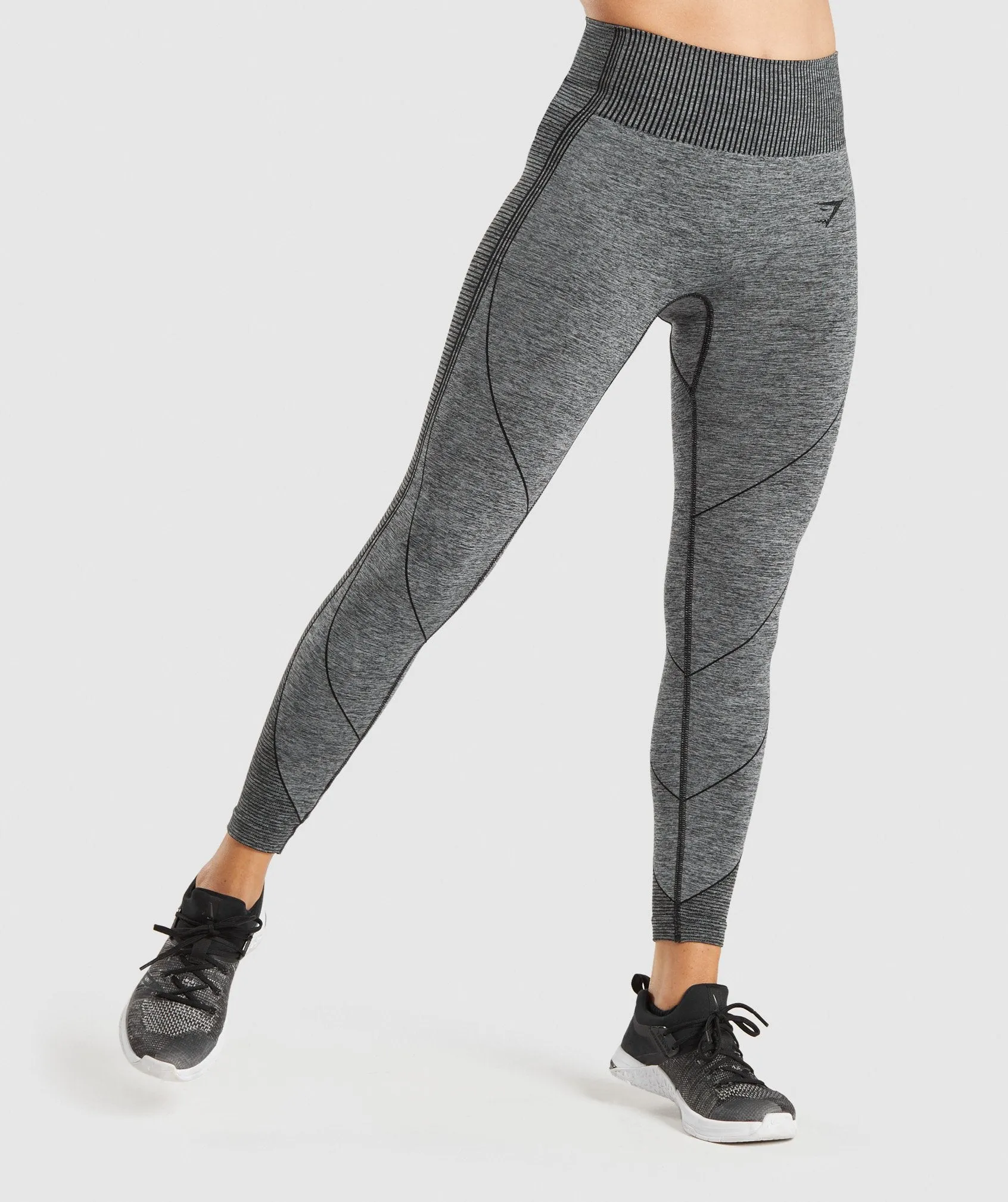Gymshark Hyper Amplify Leggings - Black Marl/Black