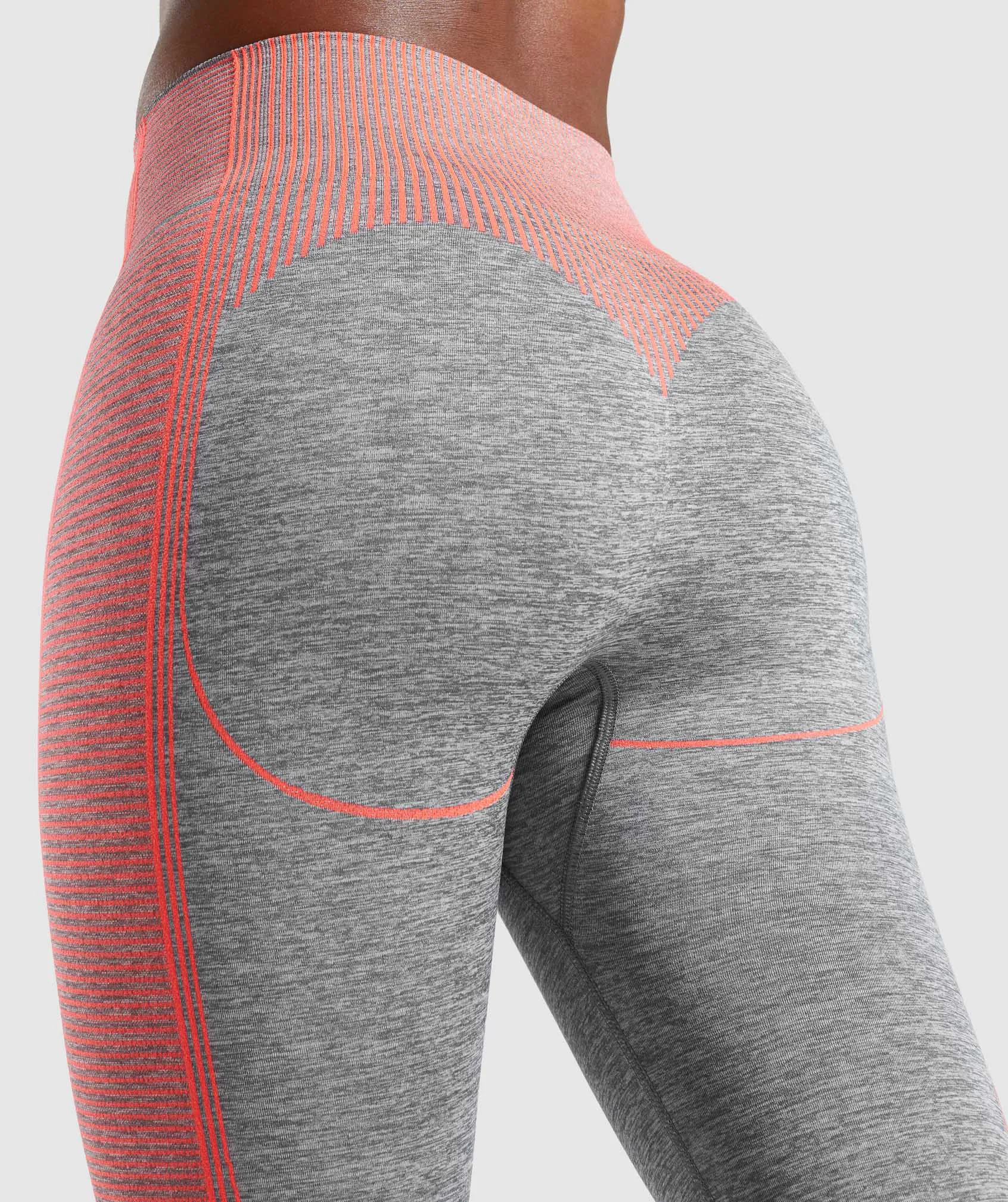 Gymshark Hyper Amplify Leggings - Charcoal Marl/Coral
