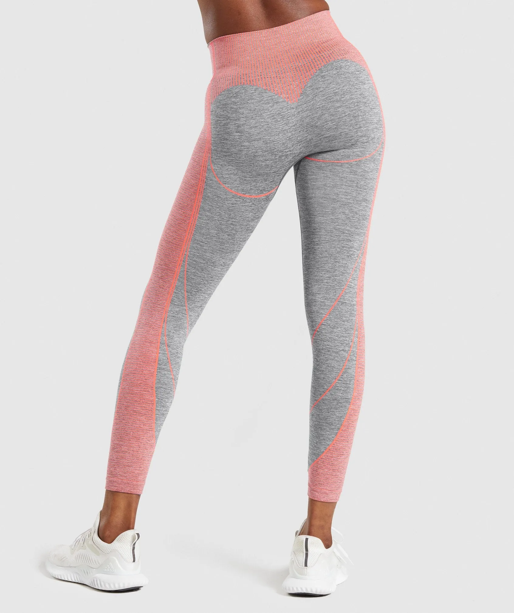 Gymshark Hyper Amplify Leggings - Charcoal Marl/Coral