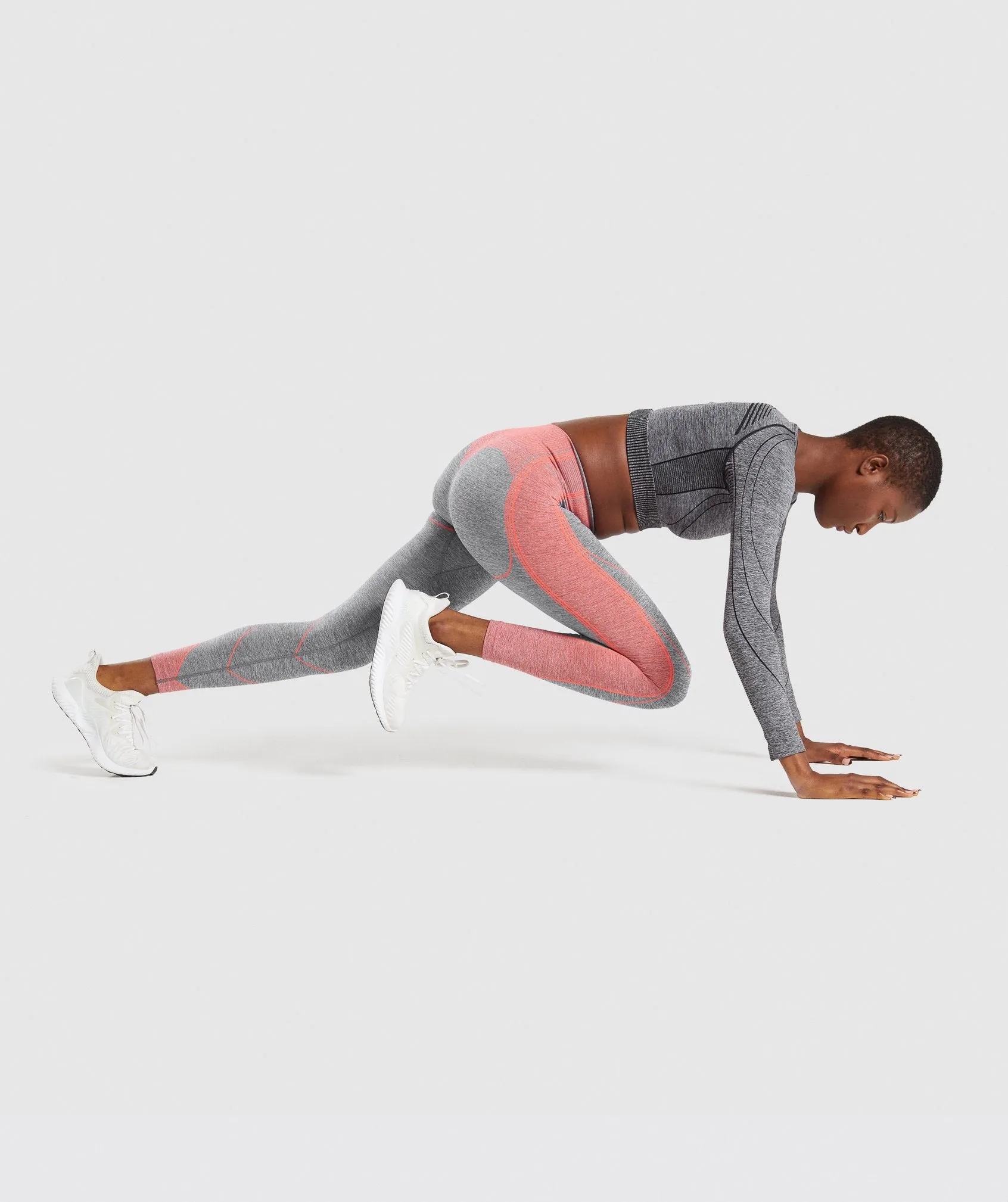 Gymshark Hyper Amplify Leggings - Charcoal Marl/Coral
