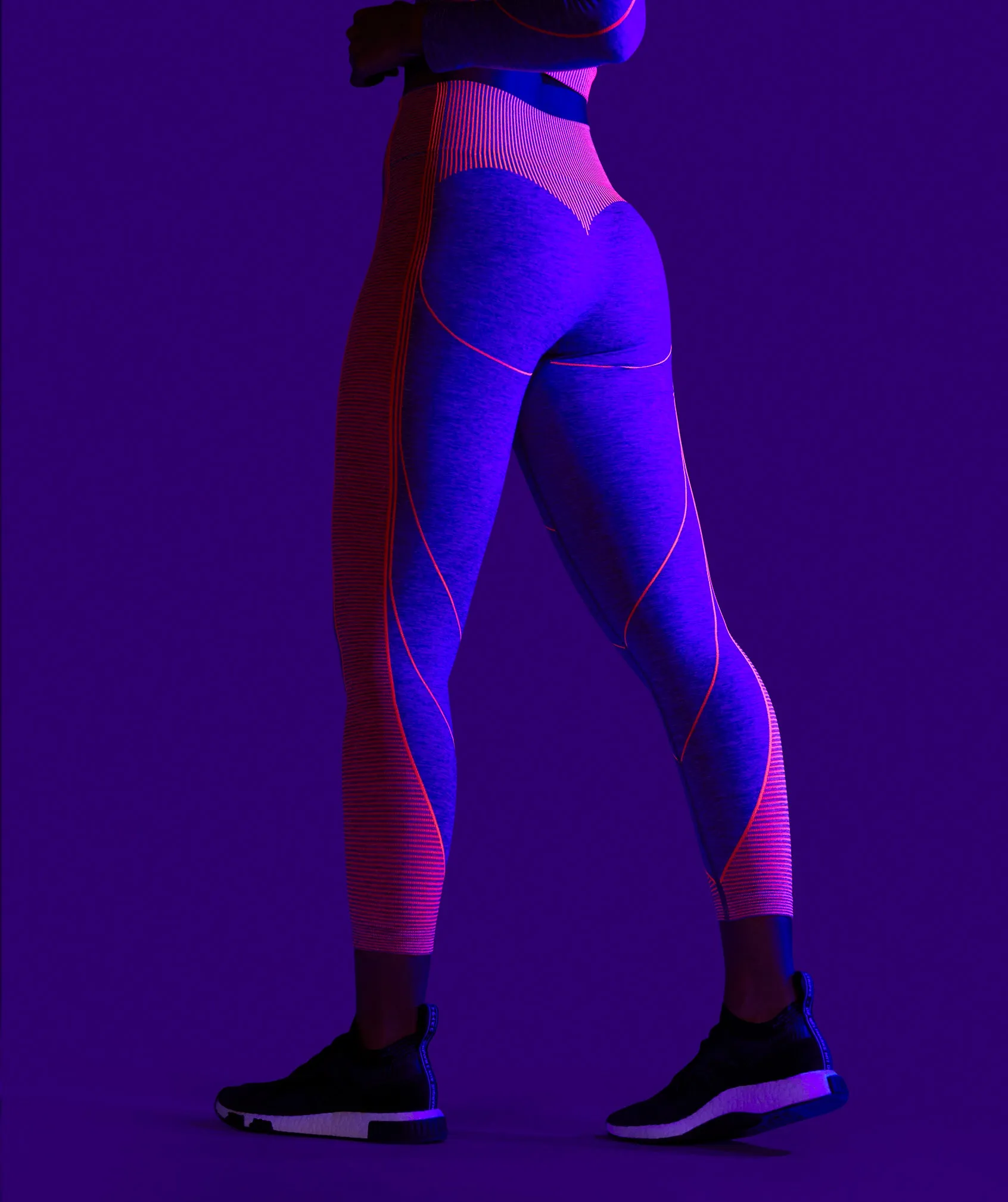 Gymshark Hyper Amplify Leggings - Charcoal Marl/Coral