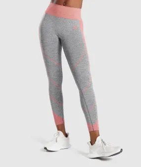 Gymshark Hyper Amplify Leggings - Charcoal Marl/Coral