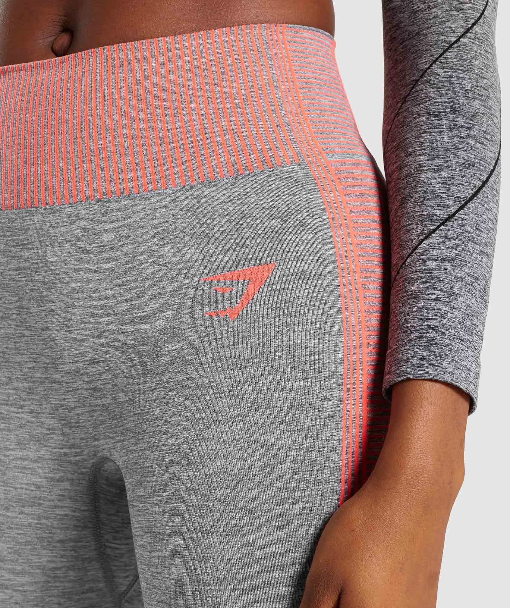 Gymshark Hyper Amplify Leggings - Charcoal Marl/Coral
