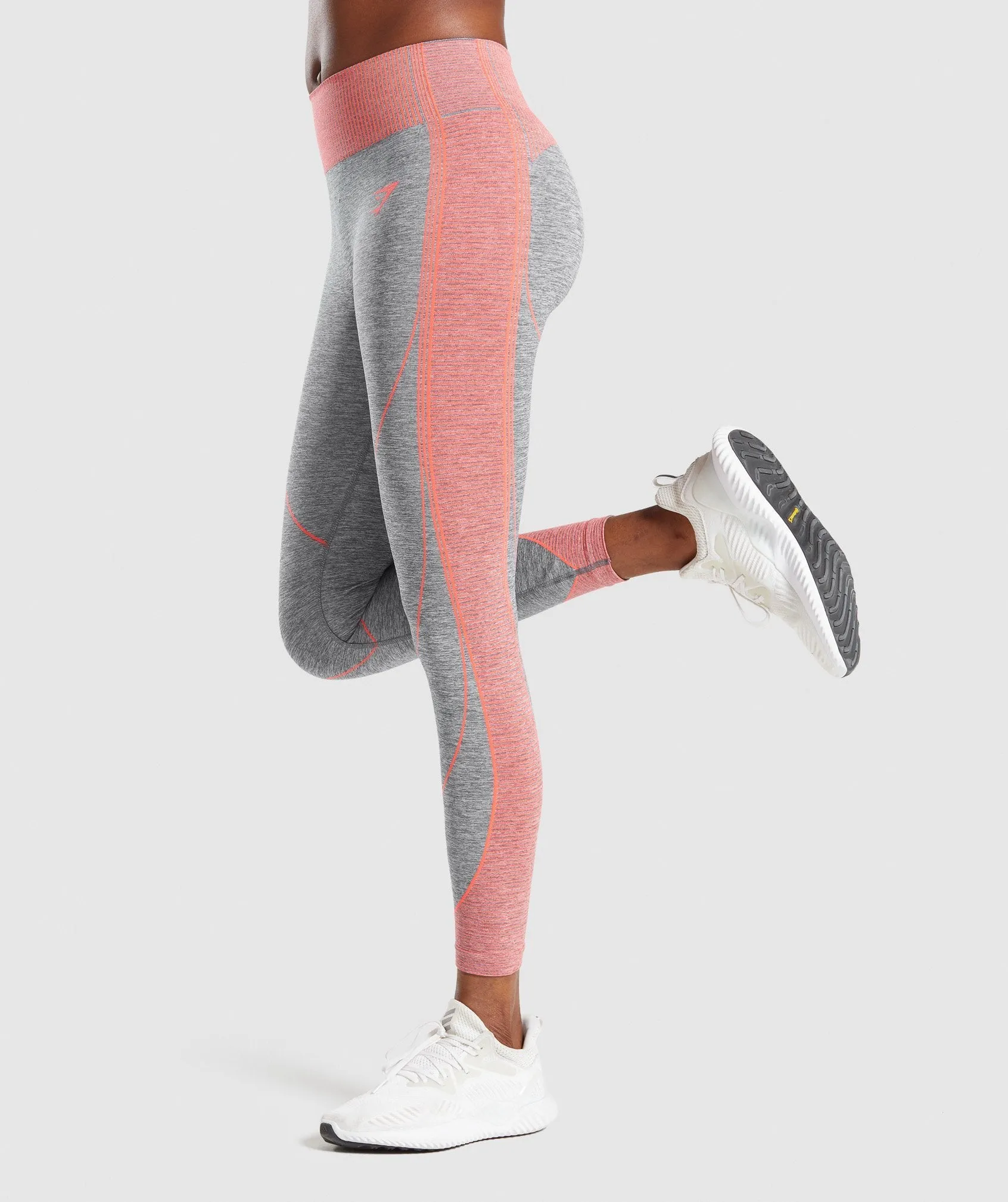 Gymshark Hyper Amplify Leggings - Charcoal Marl/Coral