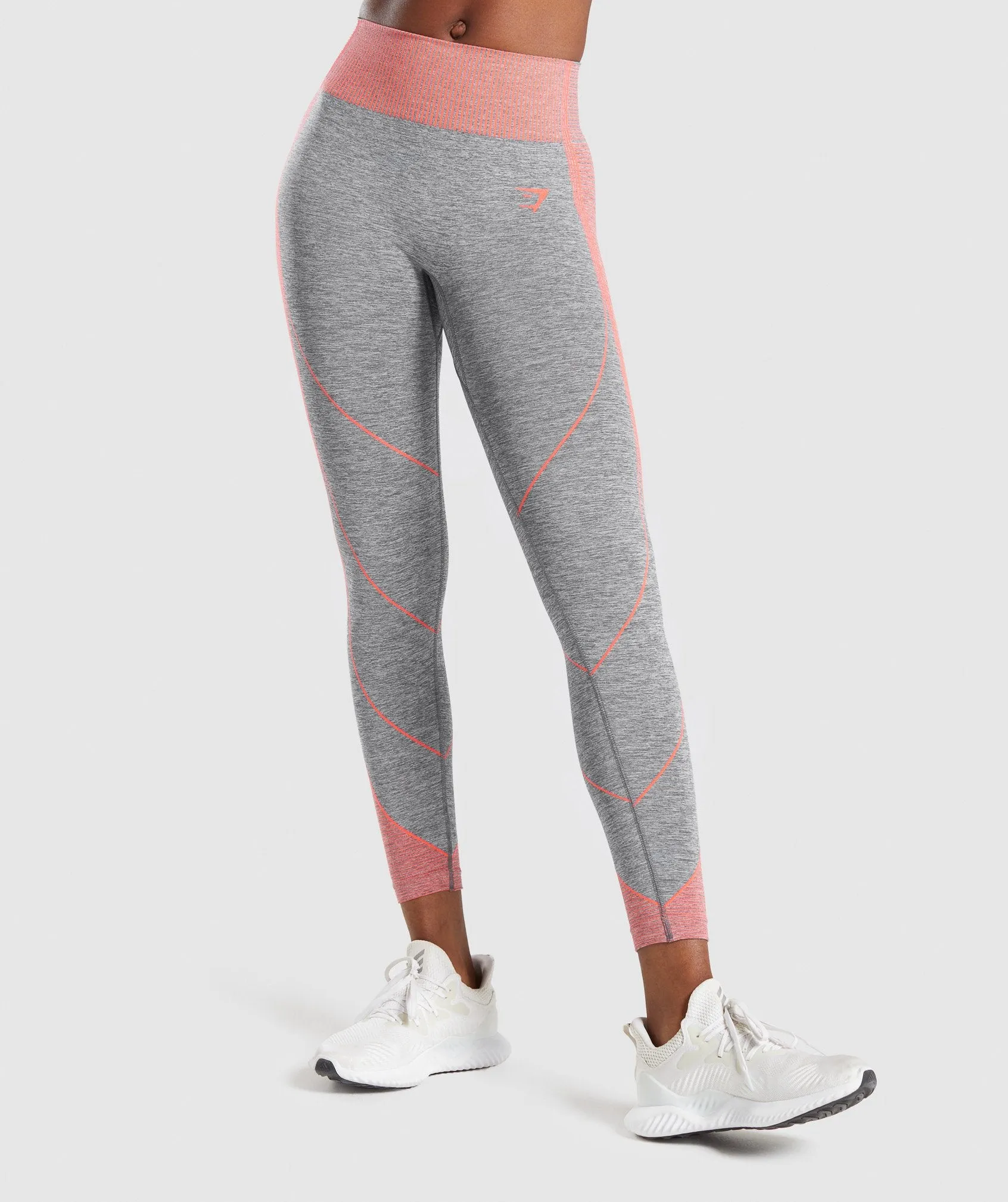Gymshark Hyper Amplify Leggings - Charcoal Marl/Coral