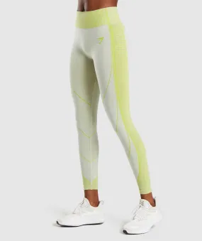 Gymshark Hyper Amplify Leggings - Light Grey Marl/Lime