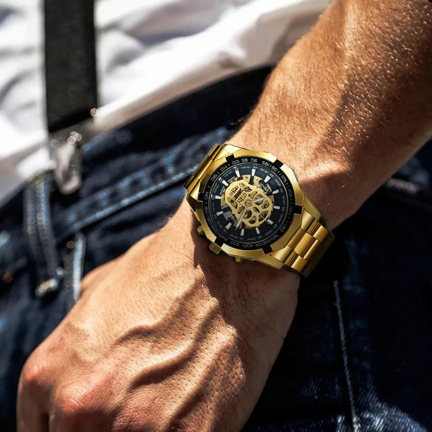 Hip Pop Luxury Men Watches Skull Auto Mechanical WINNER Watch Gifts For Men Luxe Automatique Montre